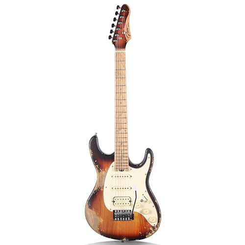 Grote Guitare électrique solide avec finition relique, corps en tilleul, manche en érable GSTR-04 (3TS)