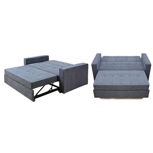 Mobelcenter, Sofá Cama Izan Clic Clac, Tapizado Color Gris y Patas de Madera, Medidas: Alto: 97 cm.x Ancho: 167 cm x Fondo: 90 cm. Sofá Cama: Alto: 49 cm x Ancho: 167 cm x Fondo: 180 cm (1141) - imagen 4