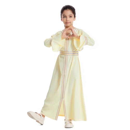 ODIZLI Kids Girls Abaya Long Sleeve Hooded Maxi Dress Dubai Islamic Dress Casual Dress3