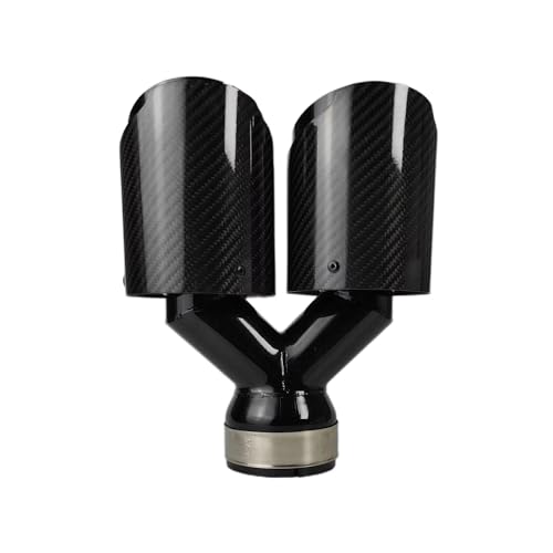 Garganta trasera de escape premium universal con sarga de carbono negra brillante de 66mm
