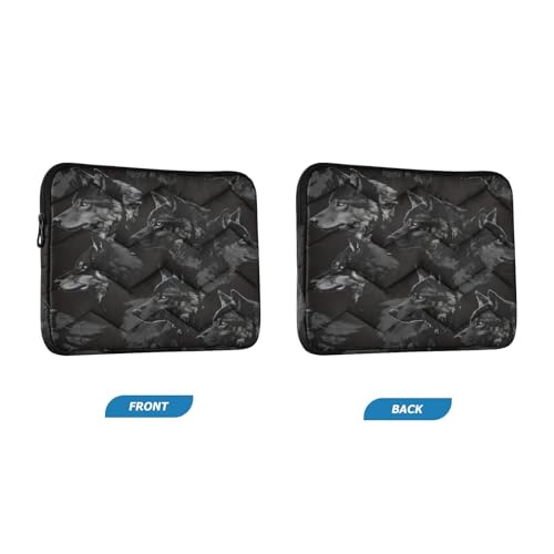 Funda para portátil de 13-14 pulgadas negra con diseño de lobo miniatura 2