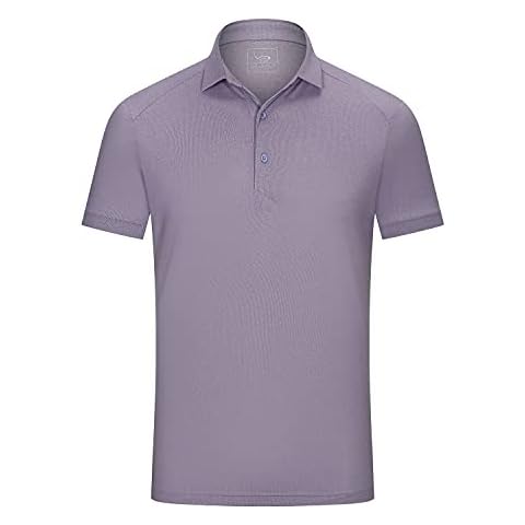 EAGEGOF Mens Polo Short Sleeve Golf Shirt - Quick Dry Polo Tshirts Stretch Fabric Moisture-Wicking Tee Breathable Casual Light Purple Cover