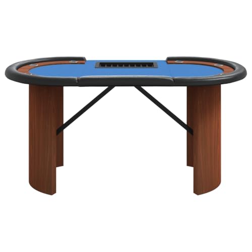 AJJHUUKI Outdoor-Möbel-10-Spieler-Pokertisch mit Chip-Ablage, blau, 160 x 80 x 75 cm, Möbel – Bild 4
