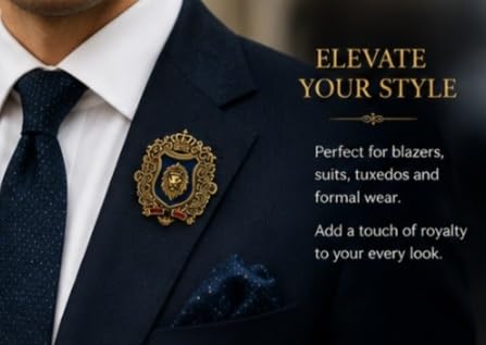 Image of TRIPIN Lion Design Lapel Pin for Men - Metal Suit Pin, Stylish Blazer Jacket Brooch for Wedding, Business & Formal Wear