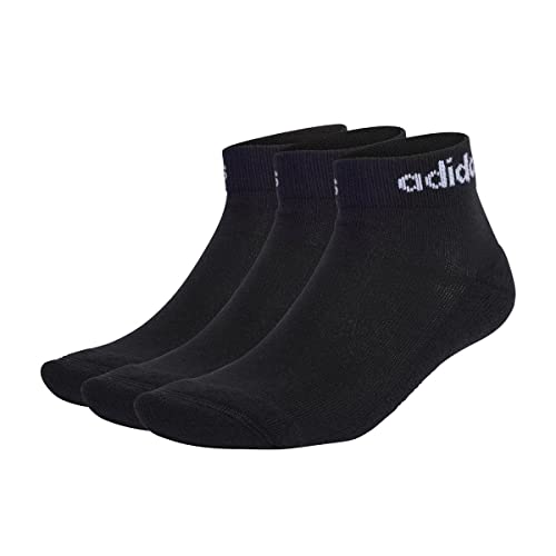 adidas Unisex adulto Linear Ankle Cushioned Socks 3 Pairs, Black / White, 6.5-8