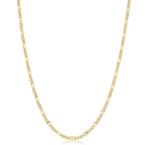 Kooljewelry Womens Classic Figaro - 10k Yellow Gold Link Chain Necklace