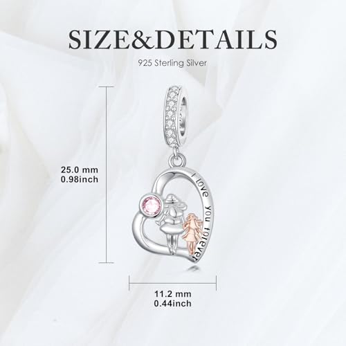 ROMANTICWORK Mutter Tochter Charm mit Geburtsstein Oktober 925er Sterlingsilber Mama Tochter Charms Schmuck Geschenk für Damen