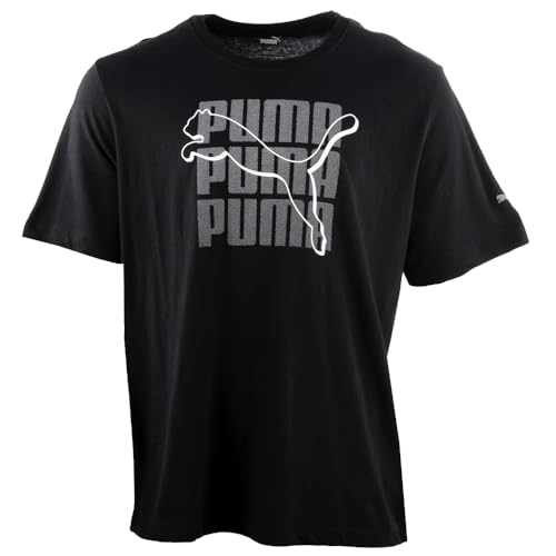 PUMA Mens Hi Def Cat Crew Neck Short Sleeve Casual Tops Casual - Black
