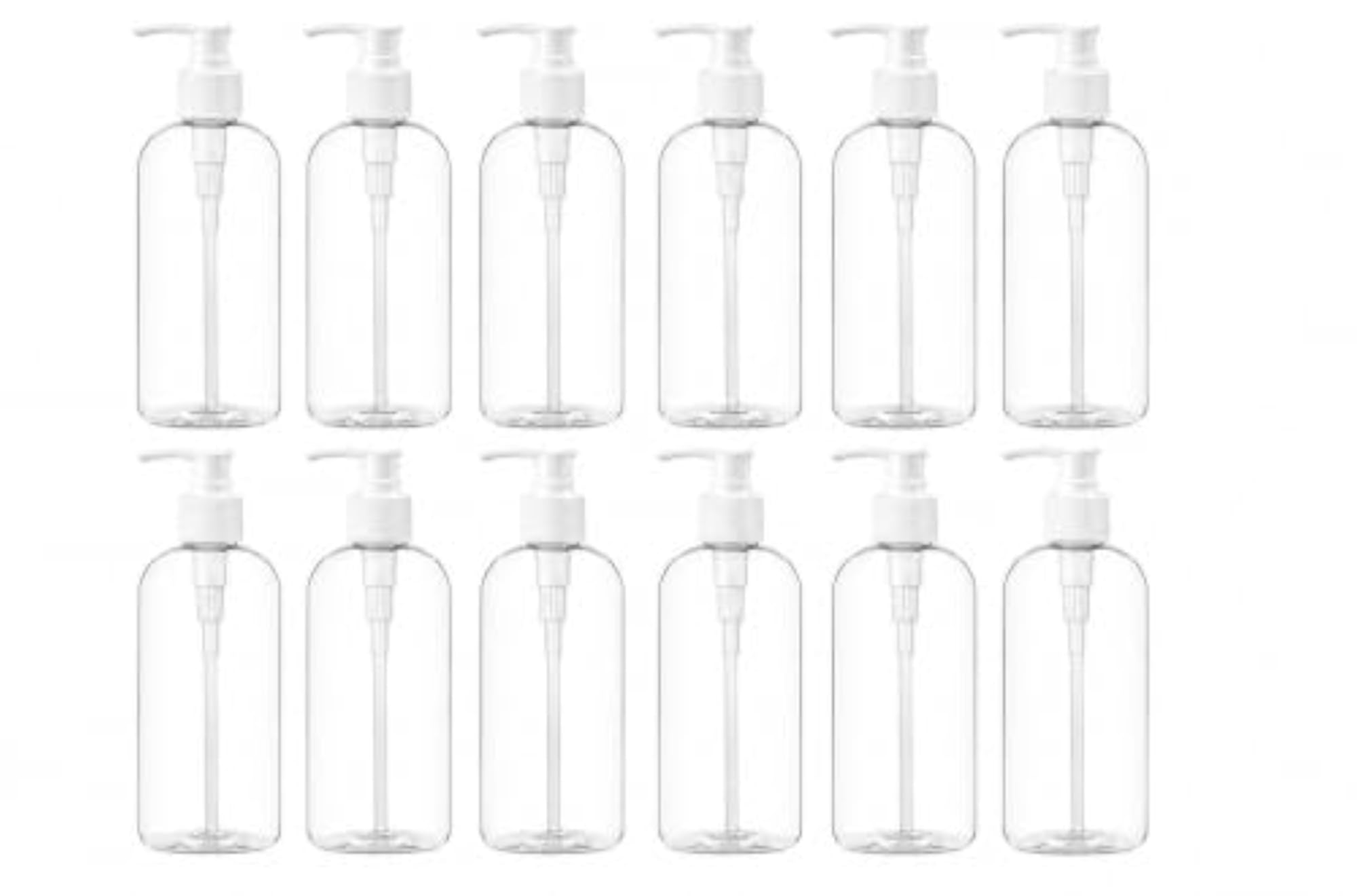 12pcs Refillable Plastic Bottles with Pump Clear Bottles 300ml