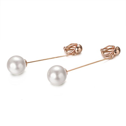 Yoursfs Long Bar Clip-ons Earrings for Women Gold Color Non Pierced Ears Simple Threader Earrings