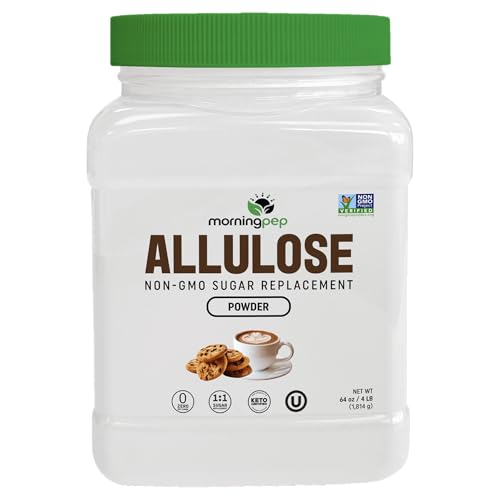 Morning Pep Allulose Sweetener 4 lb – Zero Calorie Sugar Alternative, 100% Pure, No Erythritol, Non-GMO Project Verified, Keto Certified, OU Kosher, No Fillers, Ideal for Baking and Beverages