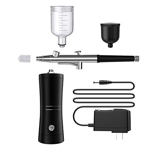 Cake Airbrush Decorating Kit from Futebo: Portable Cordless Air Brush Gun Set with 12 Vivid Airbrush Liquid Food Colors, Decorate Cakes, Desserts or Other Baking Food(Color: Black)