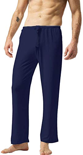 ZSHOW Men's Cotton Yoga Pant Long Sleep Pants Soft Knitted Pajama Navy X-Large