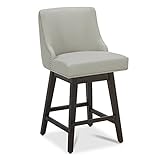 CHITA Counter Height Swivel Bar Stools, FSC Certified Upholstered Counter Stools, Modern Swivel Barstools with Wood Legs for Kitchen Island, 26' Seat Height, Faux Leather in Creamy Grey