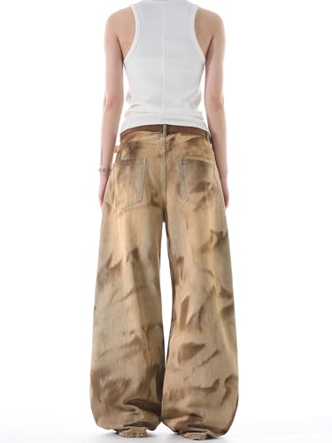 Men's Jeans Vintage Flared Dress Pants Loose Fit Trouser for Men 5