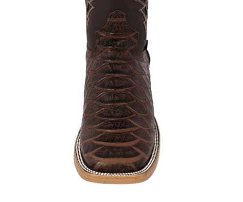 Texas Legacy Mens Brown Cowboy Boots Anaconda Snake Print Leather Square Toe4