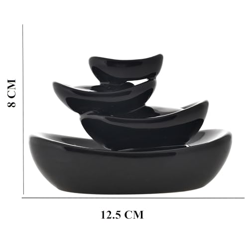 Image of Ceramic Backflow Smoke Fountain Incense Holder with 20 Cones - Smoke Waterfall Burner for Home Decor, Meditation, Relaxation & Gifts