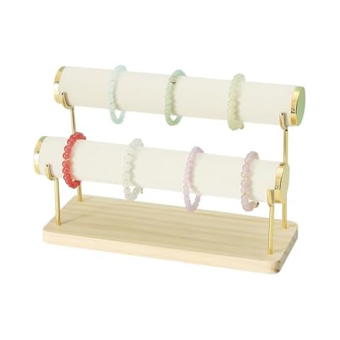 Coward Bracelet Holder Stand Rack, Removable Bracelet Display Organizer, Wood Base Bangle Watch Scrunchies Jewelry Storage Towers for Home Desk or Store Shop Selling (2 Layer) Cover