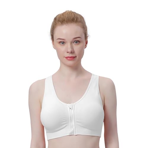 Women's Zip Front Sports Bra Wireless Post-Surgery Bra Padded Surgical Bra Front Closure Comfortable Racerback Yoga Workout Compression Sport Bras Multipack Zipper Up Bras - Thumbnail 7