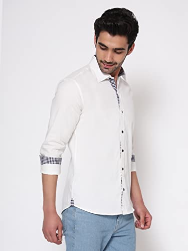 Image of SHIRT THEORY White Solid Cotton Full Sleeves Casual Shirt II Solid Cotton Shirt for Men II Stylish Shirt for Men II Men Casual Shirt II Luxury Shirts for Men ||