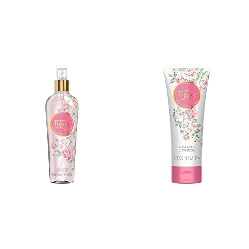MAJA. Fragancia Corporal Love Rose con aceites esenciales de flores 240 ml + Crema Corporal en tubo Love Rose Ideal para piel seca 200 ml + Shower Gel jabon liquido corporal Love...
