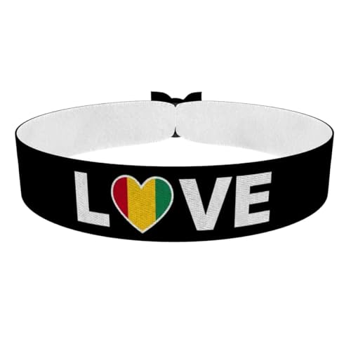 Druck-Palast Bracelet Love Guinée - Accessoire en Satin Étanche - Bijou Mixte - Idée Cadeau Football - Fierté Nationale - Article aux Couleurs de la Guinée