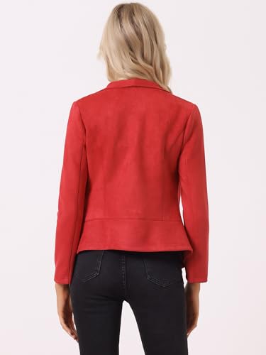 Image of Allegra K Women Faux Suede Jacket Lapel Draped Open Front Cardigan Casual Trendy Suede Blazer