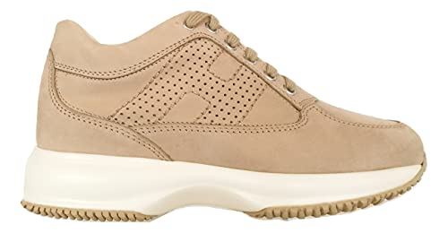 Migliori Scarpe Hogan da 200 a 300 euro Hogan Scarpe Sneaker Donna Interactive H bucata HXM00N00E30A8HC600 Beige Nabuk (Numeric_37_Point_5)