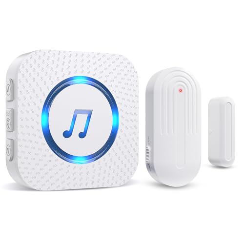 SanJie Tür Fenster Sensor,Türalarm Fensteralarm 150M/500FT Reichweite 55 Melodien auf 5 Volumes,Türsensor Home Alarmanlage Tür Laden/Haus Fensterkontakt 1 Empfänger 1 Sender