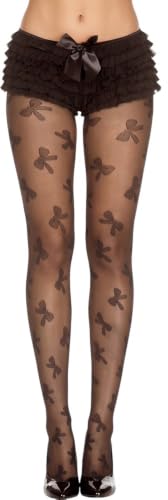 Image of ToBeInStyle Women's Ribbon Bow Twist Tie Opaque Sheer Hosiery Tights