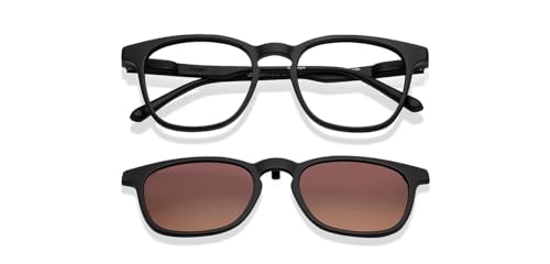 Image of HUSTLR Lenskart Switch | Zero Power Bluecut & Anti-Glare Computer Glasses with Sun Clip-Ons | Two in one glasses | Dark Night - Brown Full Rim Square | Unisex | Large | LH E17771-W