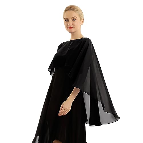 Women's Sheer Cape Wrap Chiffon Bridesmaid Wedding Bridal Shawl Shrug for Evening Party Dress Cover Up3