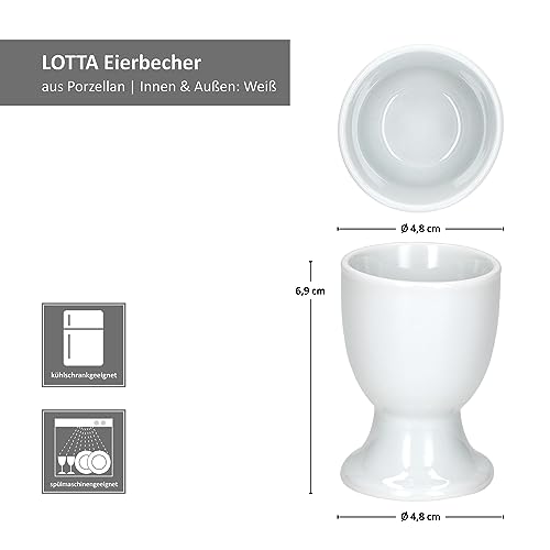 MamboCat Lotta 6er Set Eierbecher I für 6 Personen I weiße runde Porzellan-Eierbecher mit Fuß für den Frühstückstisch I schickes Geschirr für das weiche oder Harte Frühstücksei beim Brunch & Buffet – Bild 7