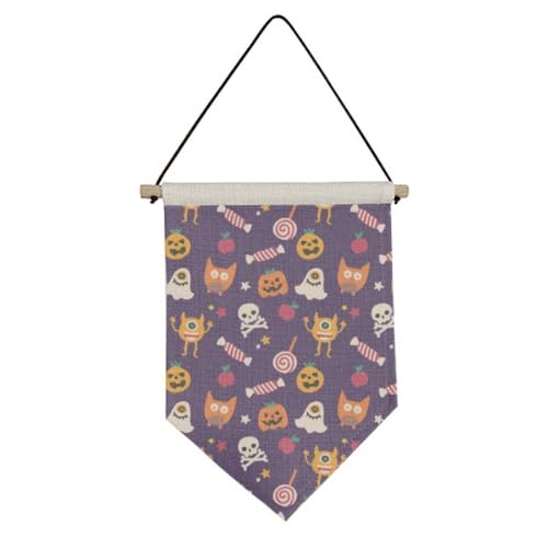 Citrouille Happy Fear Halloween Toile Drapeau Suspendu pour Décor Sans Traces
