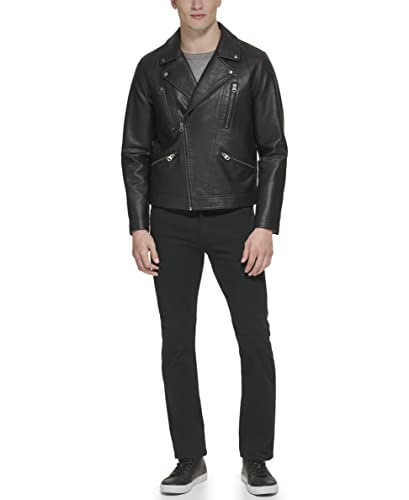 Levi's Men's Faux Leather Motorcycle Jacket, Black Multi Zip, Medium - image 2