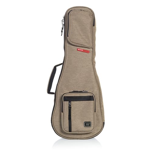Image of Gator Cases Transit Series Lightweight Concert Ukulele Gig Bagwith Back Pack Straps and Rubberized Base, Tan Exterior (GT-UKE-CON-TAN)