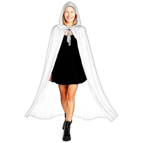 Various Capa Blacno con Capucha Terciopelo Disfraz de Vampiro