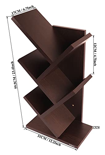 Image of Madhuran Studio Engineered Wood Wall Mounted Space Saving Books Shelf (31x17x60 CM, Wenge) Home Office Library Bedroom Decor Items Multipurpose Accessories Stands