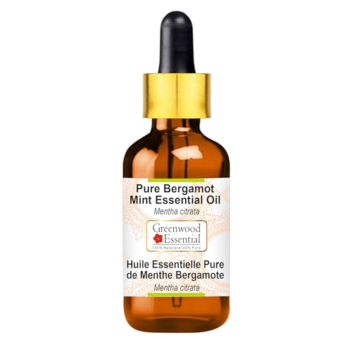 Image of Greenwood Essential Bergamot Mint Essential Oil (Mentha citrata) with Glass Dropper Pure | Non-Sticky | Non-greasy | Lightweight | Men & Women | All Skin Types | Steam Distilled 30ml