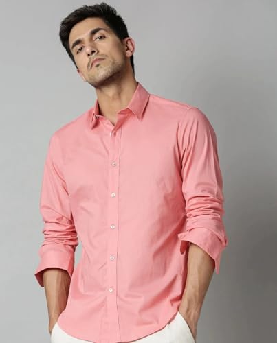 Image of Men's Cotton Blend Solid Shirt - Stylish Button Down Shirt for Casual