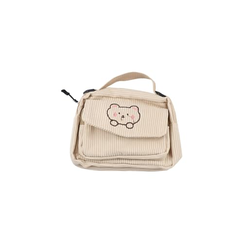 Small Corduroy Crossbody Bag,Kawaii Purse Crossbody Bag,Cute Plush Purse Corduroy Crossbody Bags Bear Print Wallet2