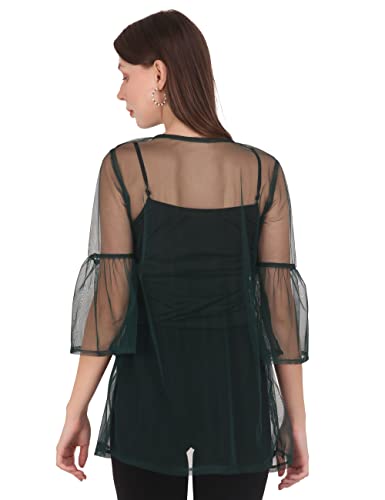 Image of UNFAKENOW Women Floral Embroidered Pearl Embellished Net Shrug
