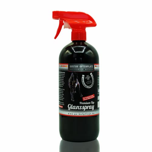 Gustav Optenplatz Premium-Top Glanzspray, Schweifspray & Mähnenspray für Pferde, Schweifpflege, Mähnenpflege, Fellpflege, Seidiger Fellglanz, leichteres Kämmen, Anti-Doping (1000ml) Cover