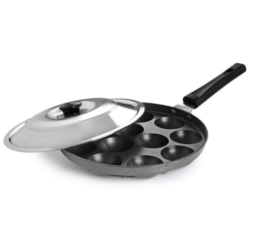 Image of AADHIK Appam Pan Non Stick 12 Cavity Appe Paniyaram Maker with Lid