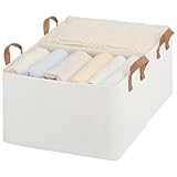 StorageWorks Storage Bins, Fabric Storage Bins for Shelves, Large Storage Baskets with Metal Frame, Closet Baskets and Bins with Handles, Beige, 2-Pack