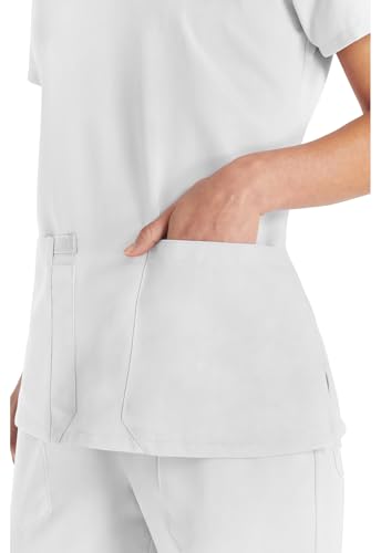 Dickies EDS Essentials Scrubs, V-Neck Womens Tops with Four-Way Stretch and Moisture Wicking DK615, S, White - image 2