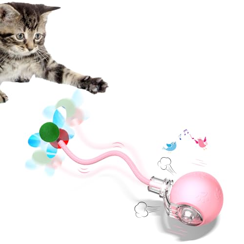 Interactive Cat Toys for Indoor Cats - 2025 New Upgraded Kitten Toy with Speedy Tail 2.0, Automatic Cat Toys for Bored Indoor Adult Cats, Motion-Activated, Rechargeable(Pink)