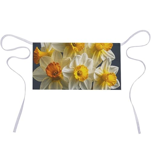 DJUETRUI Bouquet of Daffodils Adjustable for Women Men with Pockets Extra Long Lab Apron Butcher Apron Oxford Cloth Cotton Apron for Kitchen Cooking Baking