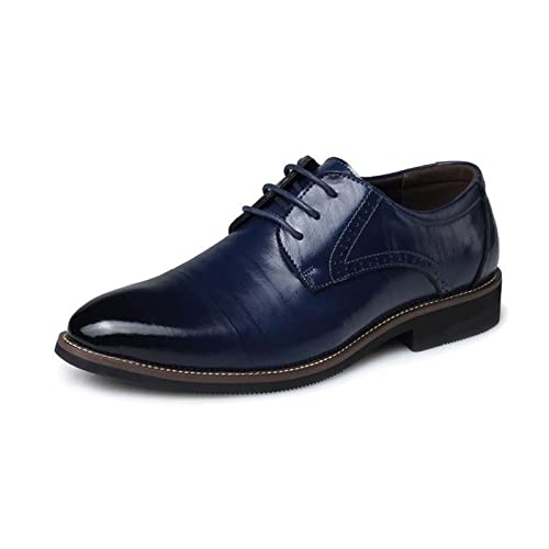 ZEARLY Chaussure Derbys Homme Ville Habillées Formelles Affaires À Lacets Oxford pour Hommes Costume Mariage,Bleu,43 EU