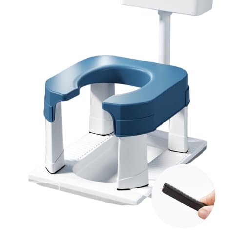 Effonek 家庭用しゃがみ式トイレ、妊婦・高齢者向け便器、しゃがみ式トイレから座り式トイレへ (ブルー【滑り止めテープ】)